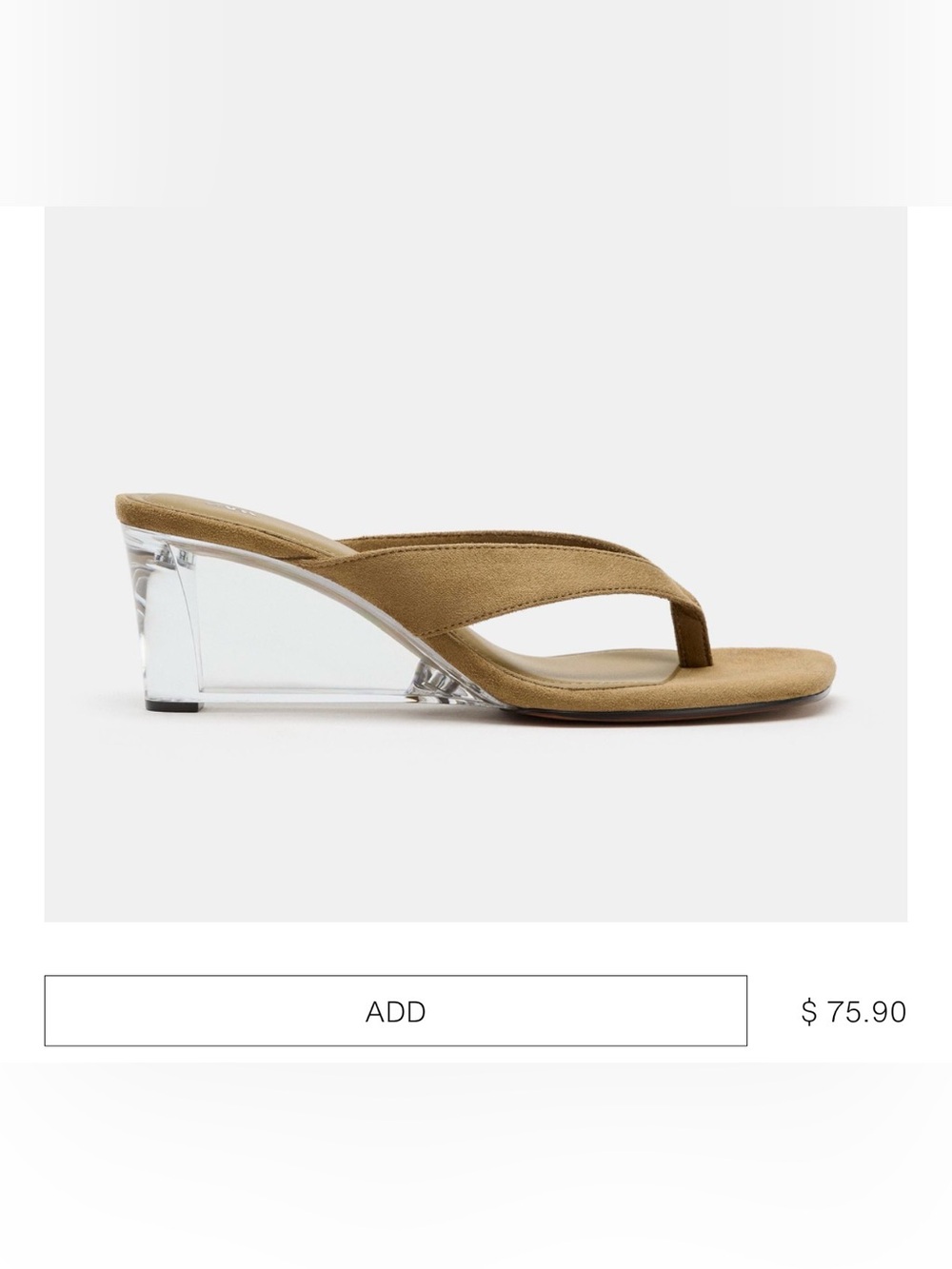 Zara Suede Thong Wedge Sandals in Tan